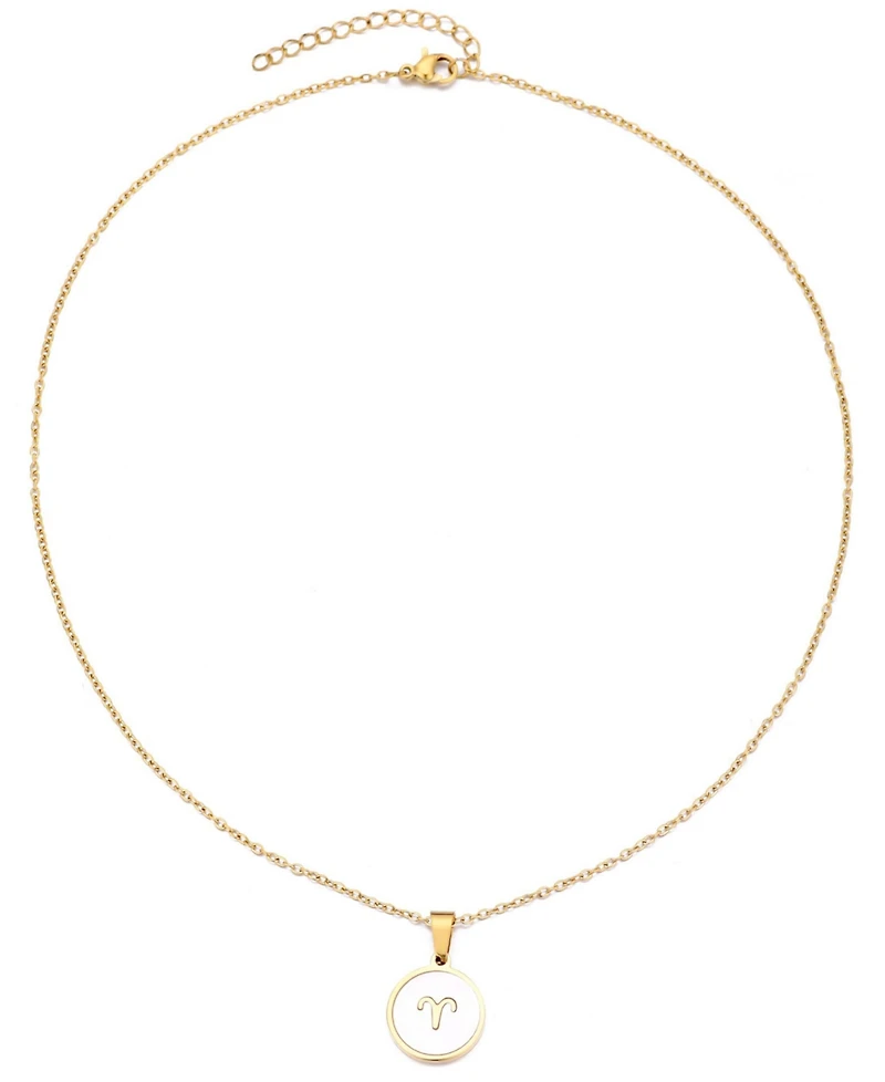Adornia Tarnish Resistant Gold Mother of Pearl Zodiac Necklace
