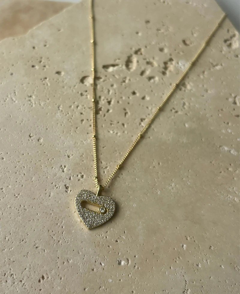 Adornia Gold Cubic Zirconia Heart Necklace