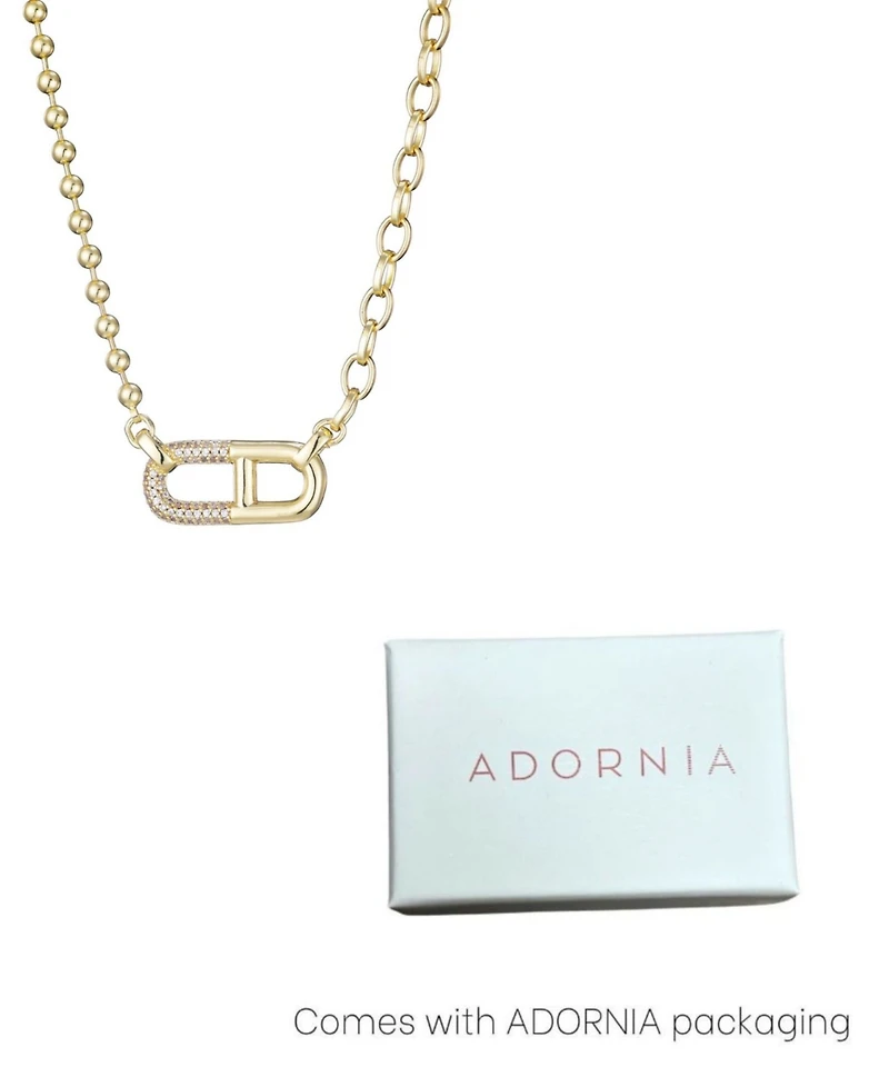 Adornia Gold Cubic Zirconia Mixed Chain Sideways Pendant Necklace