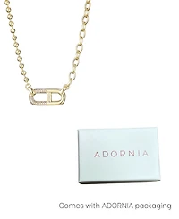 Adornia Gold Cubic Zirconia Mixed Chain Sideways Pendant Necklace