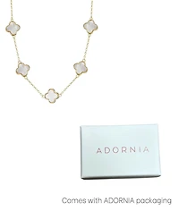 Adornia Gold Mother of Pearl Clover Station Necklace