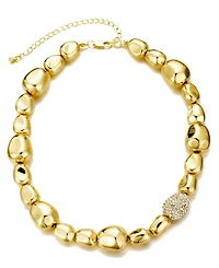 Adornia Gold Crystal Pebbled Gold Necklace with Centerpiece