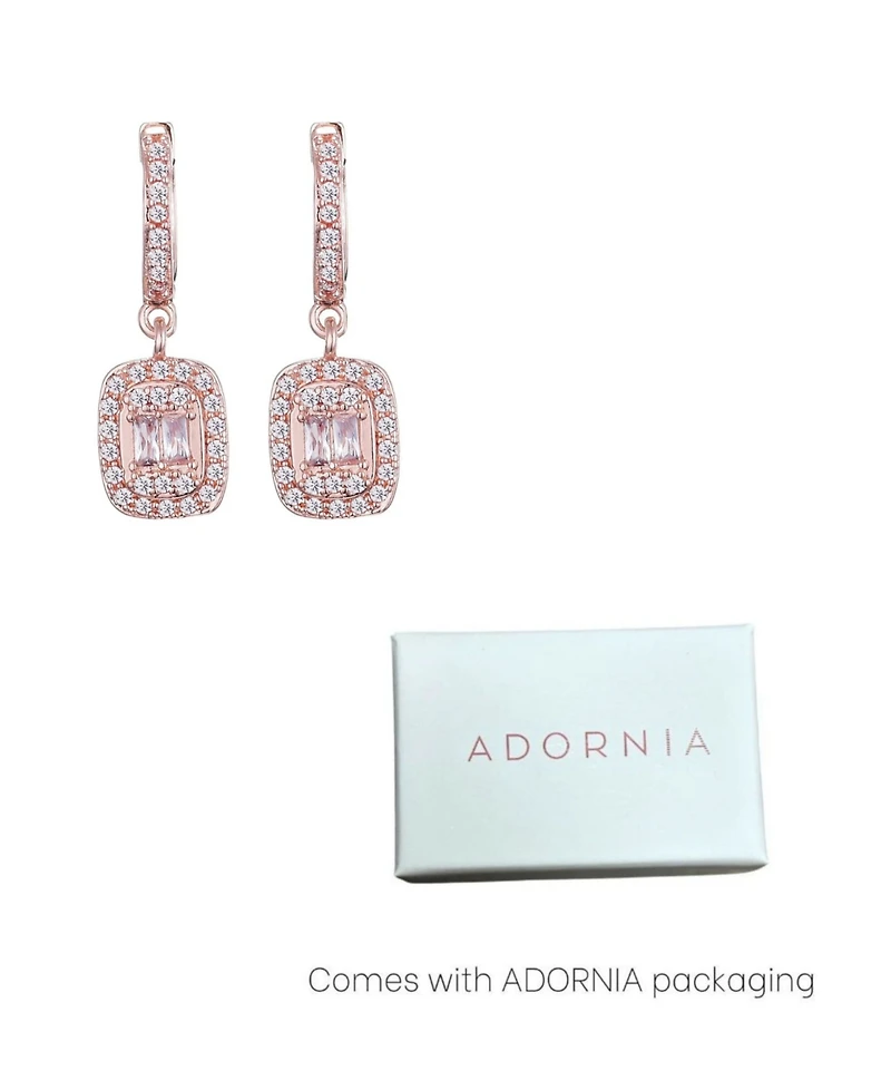 Adornia Rose Gold Cubic Zirconia Asher Cut Halo Huggie Earrings