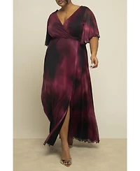 Fashion-szn Curve Women's Abstract Print Mesh Maxi Dress