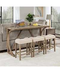 Casainc 4 Piece Bar Table Set with Power Outlet and 3 Padded Stools for Dining or Living Room