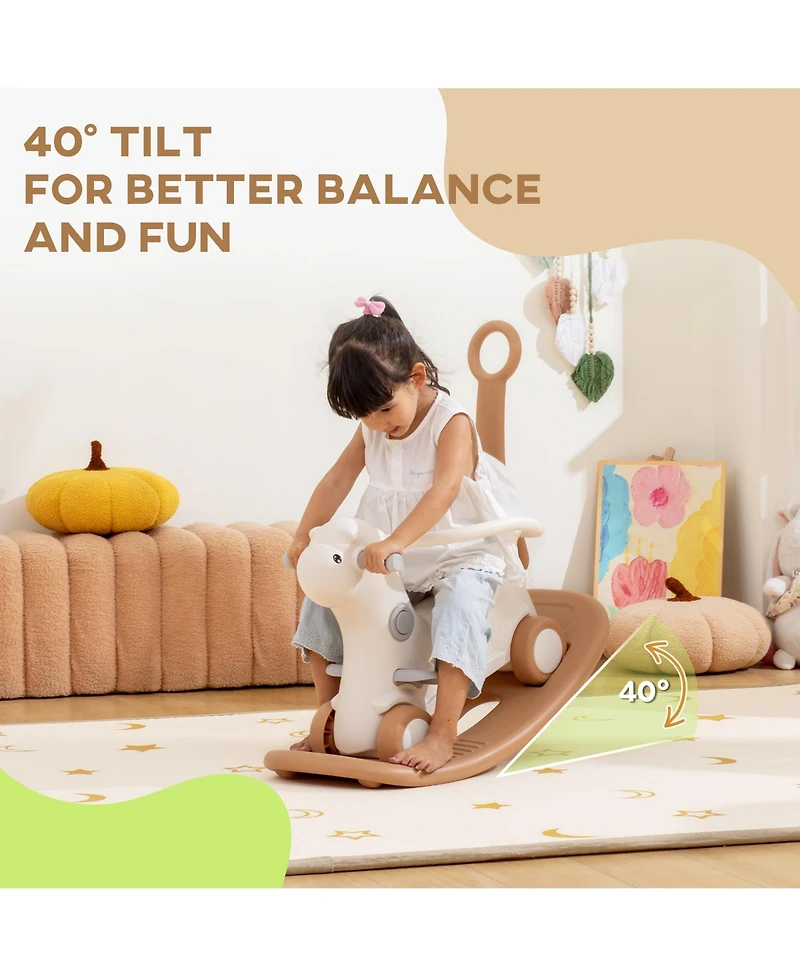 Qaba 4-in-1 Rocking Horse with Detachable Balance Board for 1-3 Years