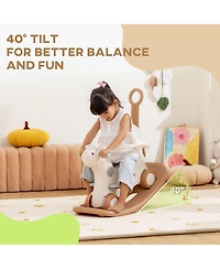 Qaba 4-in-1 Rocking Horse with Detachable Balance Board for 1-3 Years