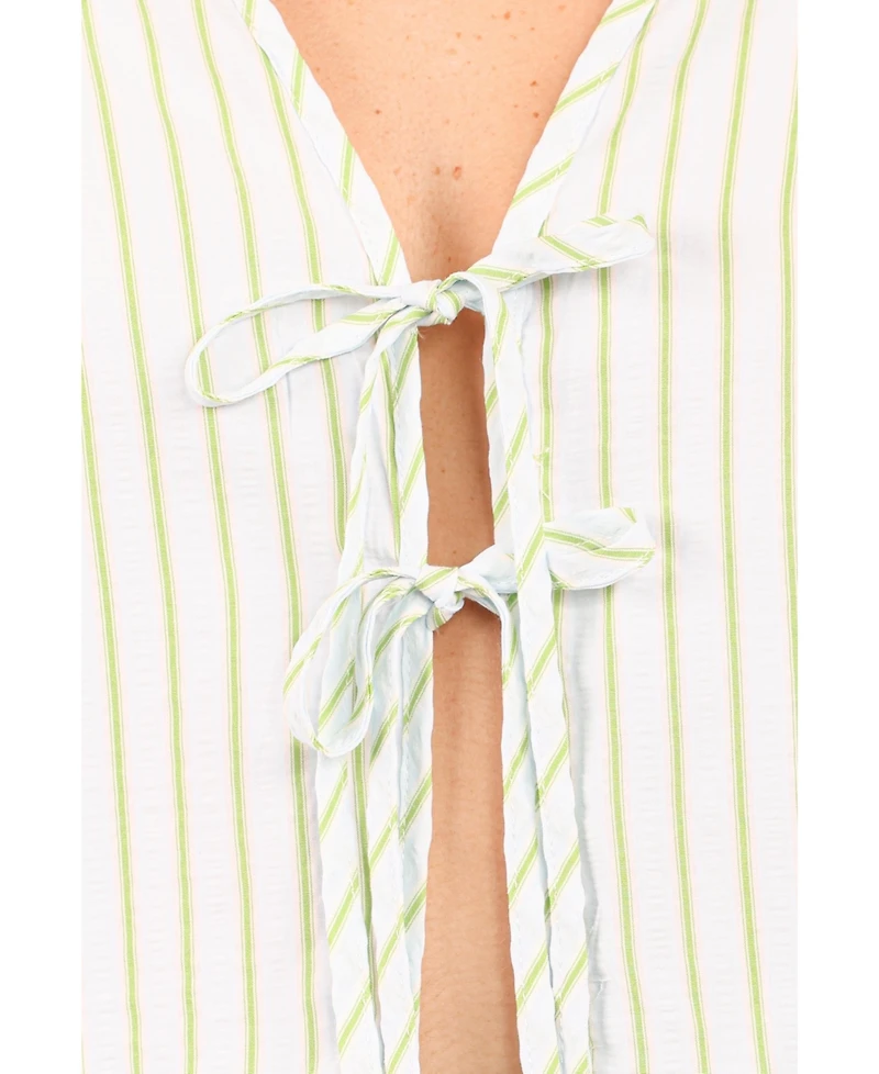 Petal and Pup Women's Flynn Short Set - Green Blue Stripe