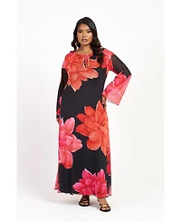 Fashion-szn Curve Women's Long Sleeve Floral Maxi Dress