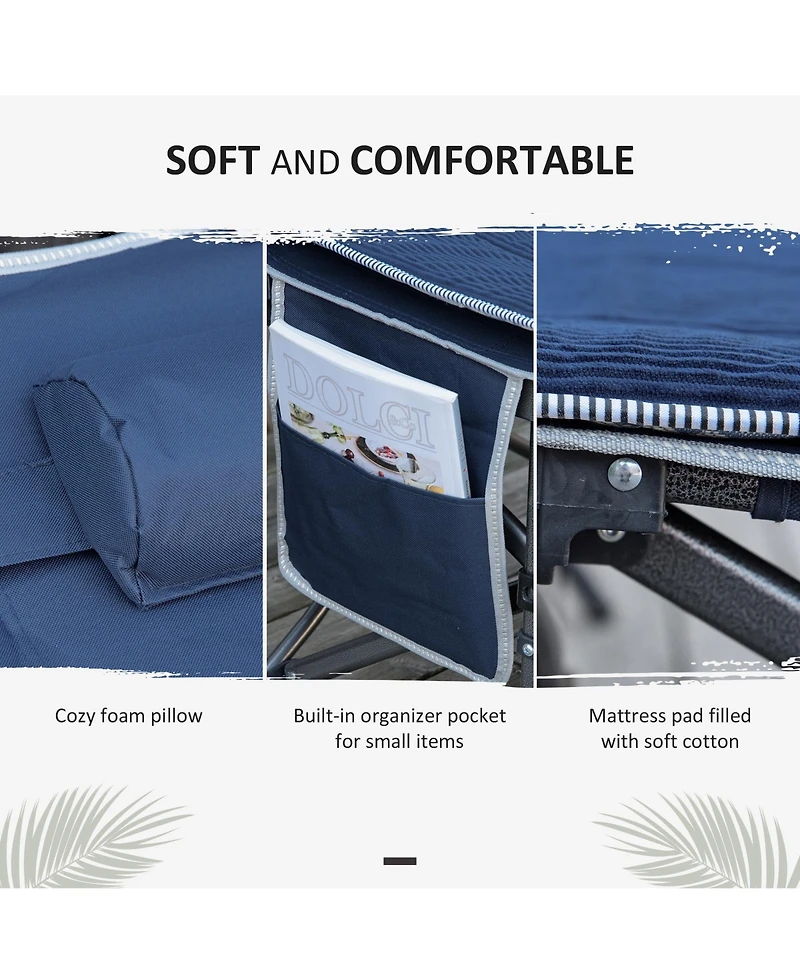 Outsunny 2 Person Camping Cot for Adults w/ Bag, Hunting Fishing Trip Bed,