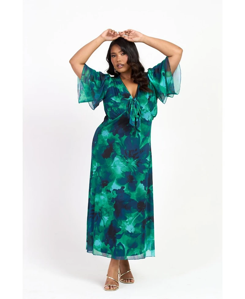 Fashion-szn Curve Women's Flutter Sleeve Midi Dress