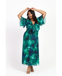 Fashion-szn Curve Women's Flutter Sleeve Midi Dress
