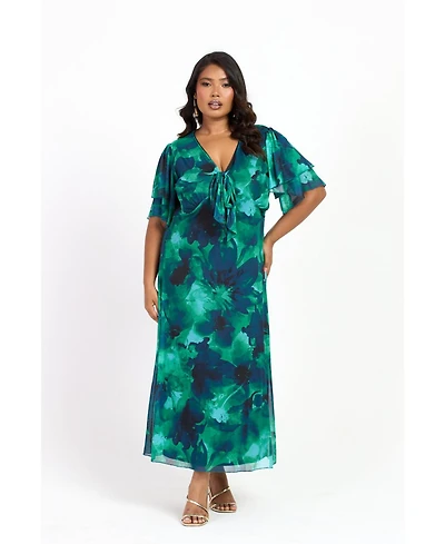 Fashion-szn Curve Women's Flutter Sleeve Midi Dress