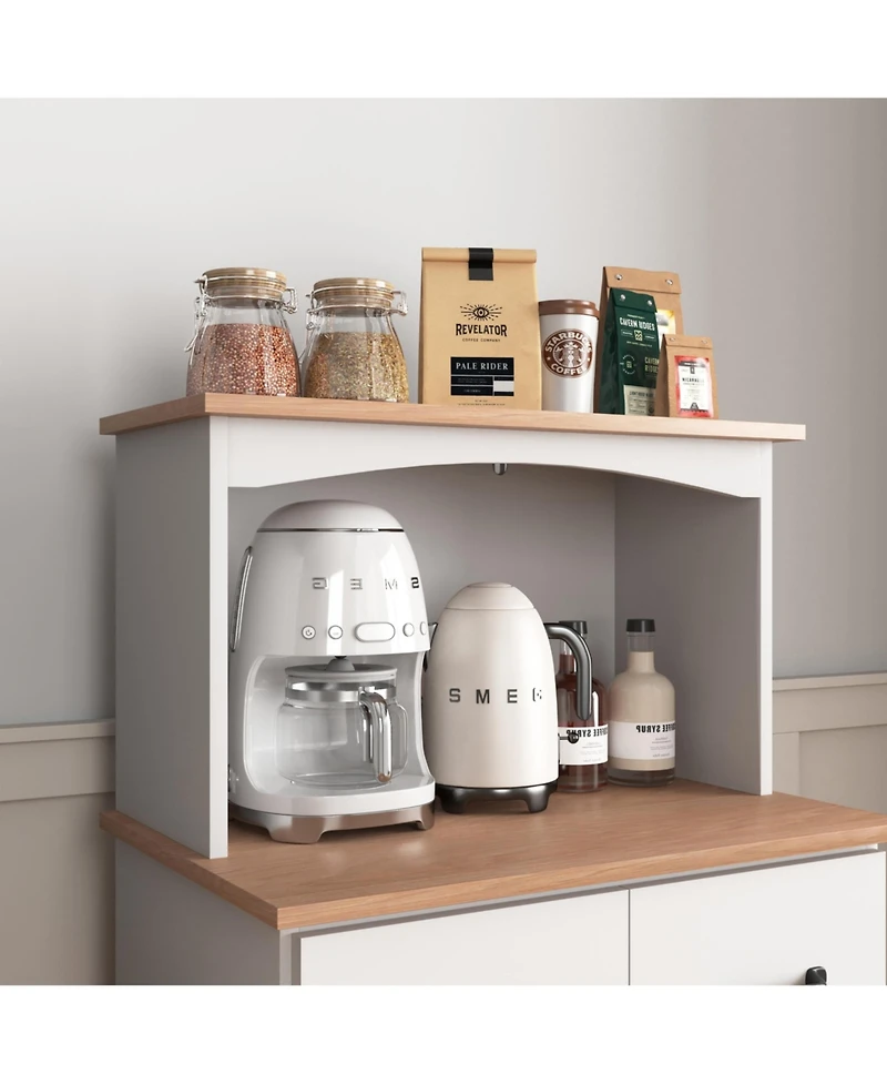 Casainc Wooden Kitchen Pantry Storage Cabinet with Drawer and Microwave Shelf