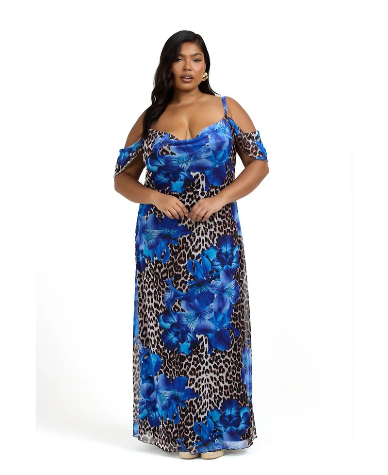 Fashion-szn Curve Women's Mix Print Maxi Dress