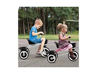 Toddler Tricycle with Adjustable Seat & Storage Baskets – White