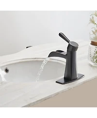 Waterfall Single Hole Single-Handle Low-Arc Bathroom Sink Faucet With Pop-up Drain Assembly