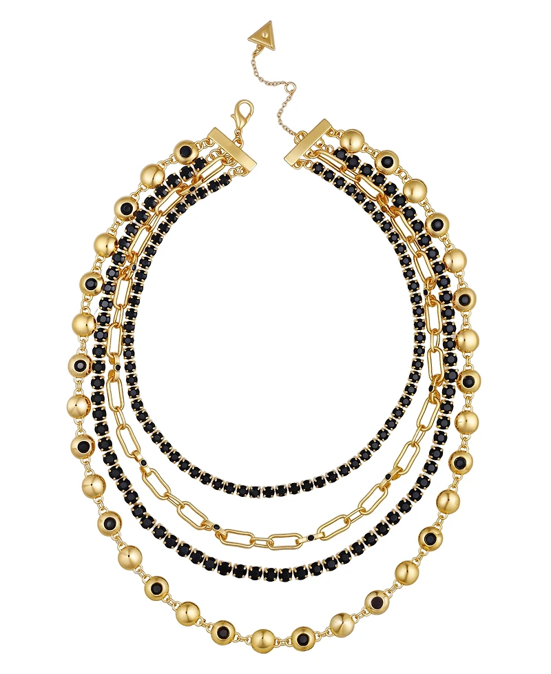 Guess Rhinestone Gold-Tone Multi-Row Necklace