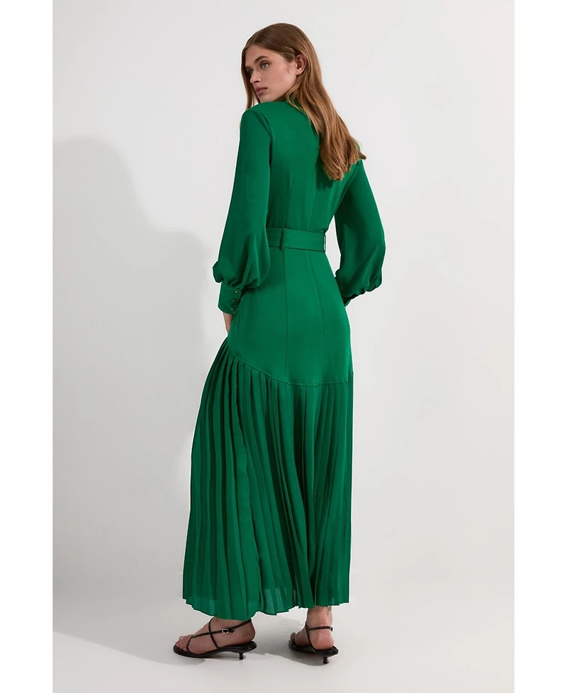Karen Millen Jersey Ponte Georgette Mix Midi Dress