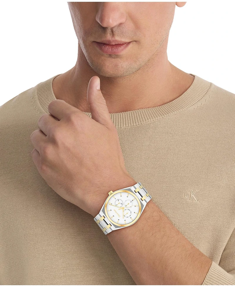 Calvin Klein Men's Two Tone Stainless Steel Bracelet Watch, 39mm