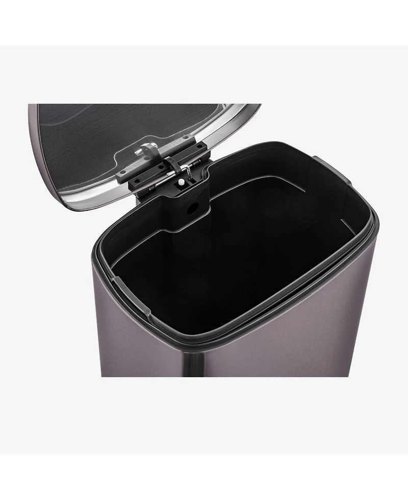 Qualiazero 50L / 13.2 Gallon Rectangular Step Can -Black Stainless Steel