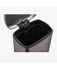 Qualiazero 50L / 13.2 Gallon Rectangular Step Can -Black Stainless Steel
