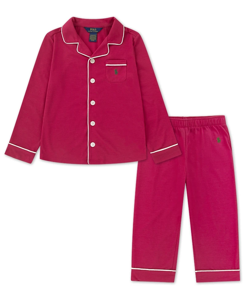 Polo Ralph Lauren Girls Toddler 2T-4T 2-Piece Button Up Shirt and Pants Set
