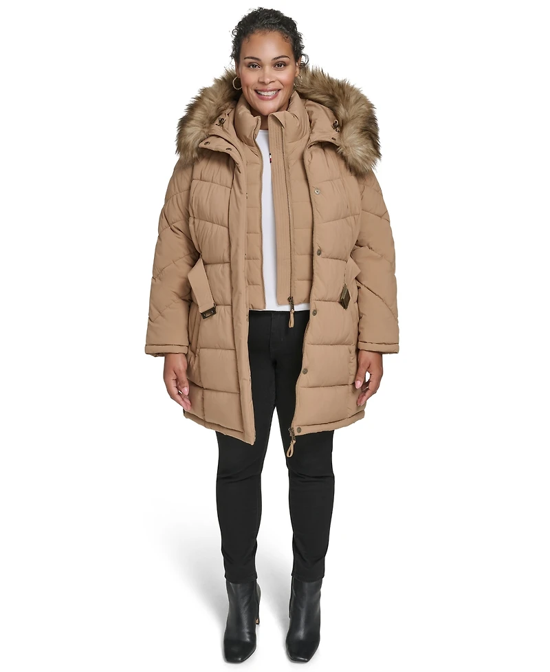 Tommy Hilfiger Plus Hooded Puffer Coat