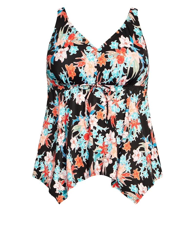 Avenue Women's Plus Sharkbite Print Tankini Top