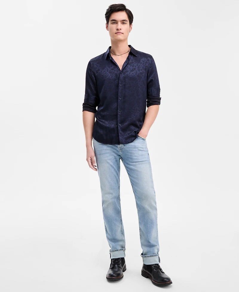 Guess Men's Roma Paisley Jacquard Long-Sleeve Shirt
