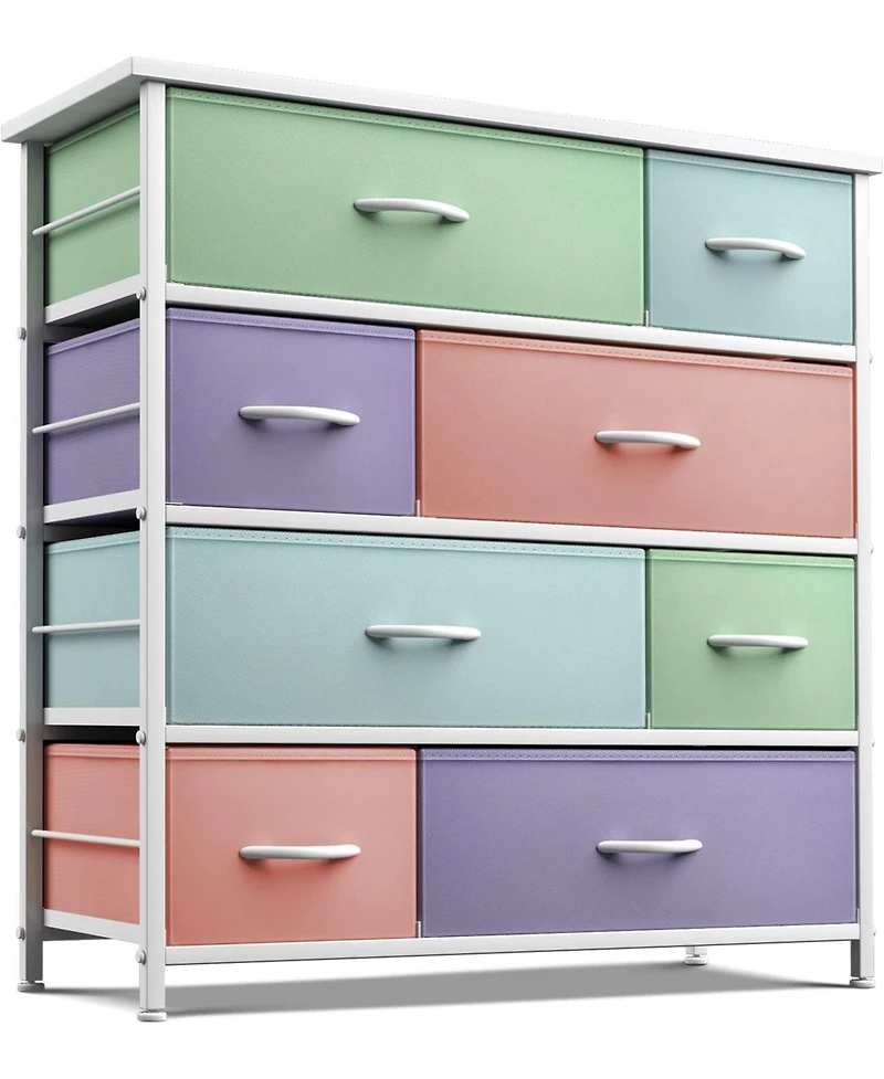 Sorbus Dresser with 8 Drawers - Storage Chest Organizer Steel Frame, Wood Top, Handles, Fabric Bins
