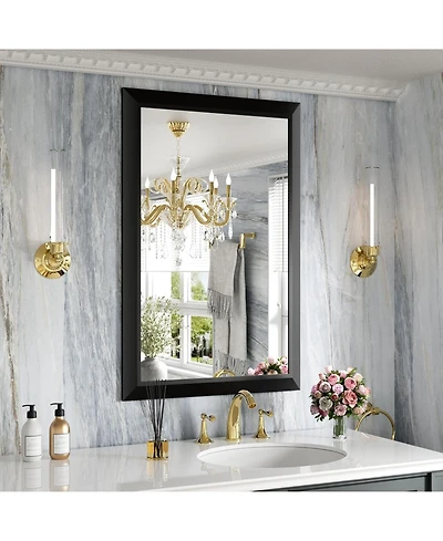 Amorho Bathroom Mirror, 36" x 24" Inch Thick Metal Framed Wall Mirrors for Over Sink, Bedroom, Living Room, Entryway
