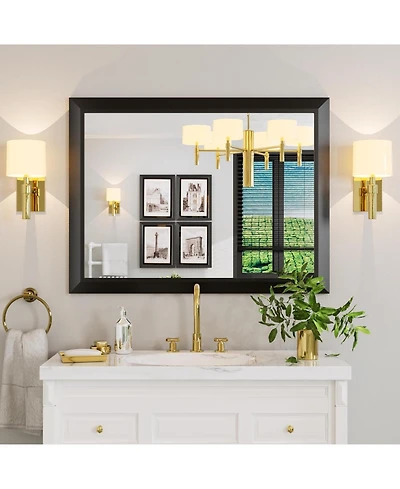 Amorho Bathroom Mirror, 40" x 30" Inch Thick Metal Framed Wall Mirrors for Over Sink, Bedroom, Living Room, Entryway