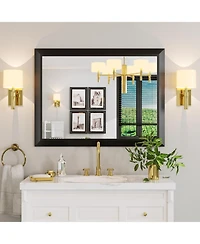 Amorho Bathroom Mirror, 40" x 30" Inch Thick Metal Framed Wall Mirrors for Over Sink, Bedroom, Living Room, Entryway