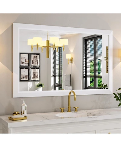 Amorho Bathroom Mirror, 48" x 30" Inch Thick Metal Framed Wall Mirrors for Over Sink, Bedroom, Living Room, Entryway