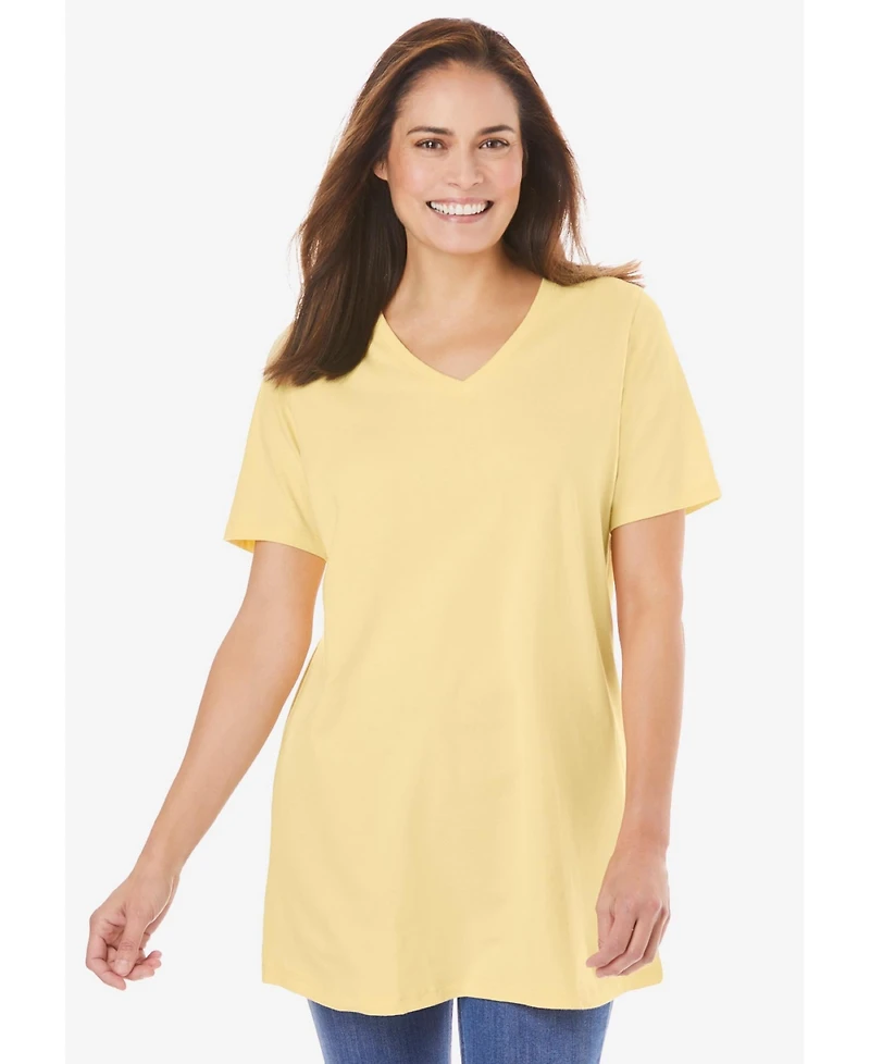Woman Within Women's Perfect Short-Sleeve V-Neck Tunic