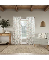 No. 918 Alethea Floral Print Crushed Voile Sheer Rod Pocket Curtain Panel
