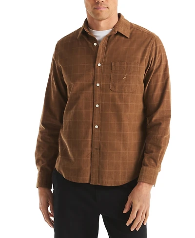Nautica Men's Long Sleeve Corduroy Plaid Dobby Shirt