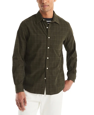 Nautica Men's Long Sleeve Corduroy Plaid Dobby Shirt