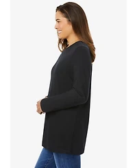 Woman Within Plus Perfect Long-Sleeve Crewneck Tee