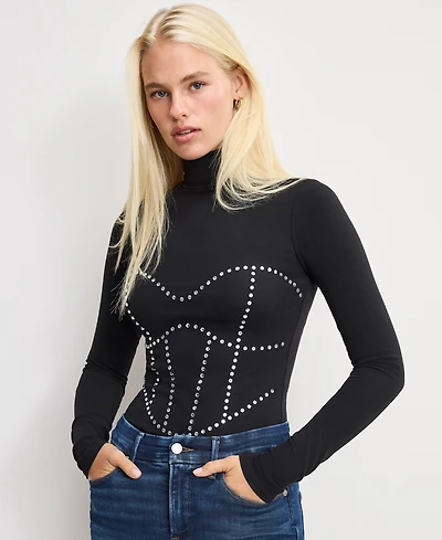 Good American Women's Dolly Jolean Crystal Corset Bodysuit Thong, Regular & Plus