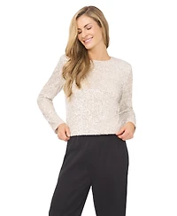 CeCe Women's Long Sleeve Crew Neck Sequin Blouse