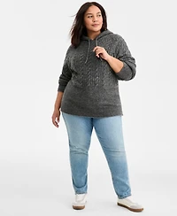 On 34th Trendy Plus Cable-Knit Cozy Sweater Hoodie, Macy's Exclusive