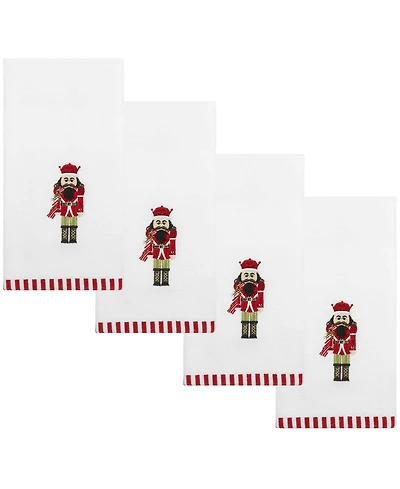 Avanti Peppermint Nutcracker Fingertip Cotton 4-Pc. Fingertip Towel Set, 18" x 11"