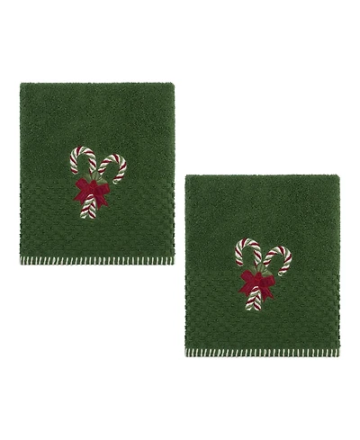 Avanti Candy Cane Cotton 2-Pc. Hand Towel Set, 28" x 16"