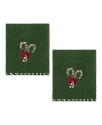 Avanti Candy Cane Cotton 2-Pc. Hand Towel Set, 28" x 16"