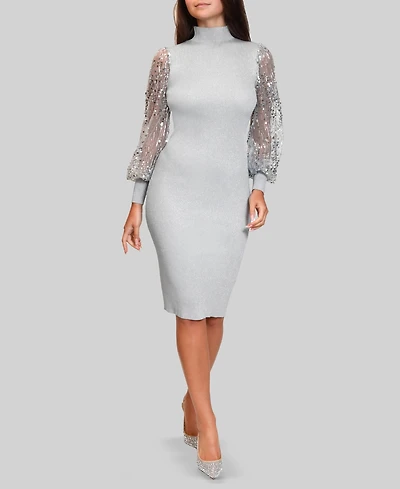 Dylan Ryan Women's Mock Neck Sweater Midi Dress