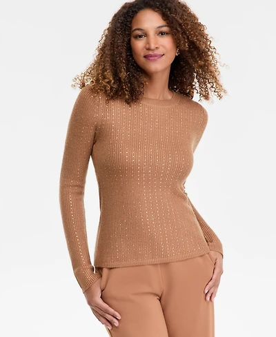 I.n.c. International Concepts Women's Rhinestone Rib Sweater, Macy's Exclusive