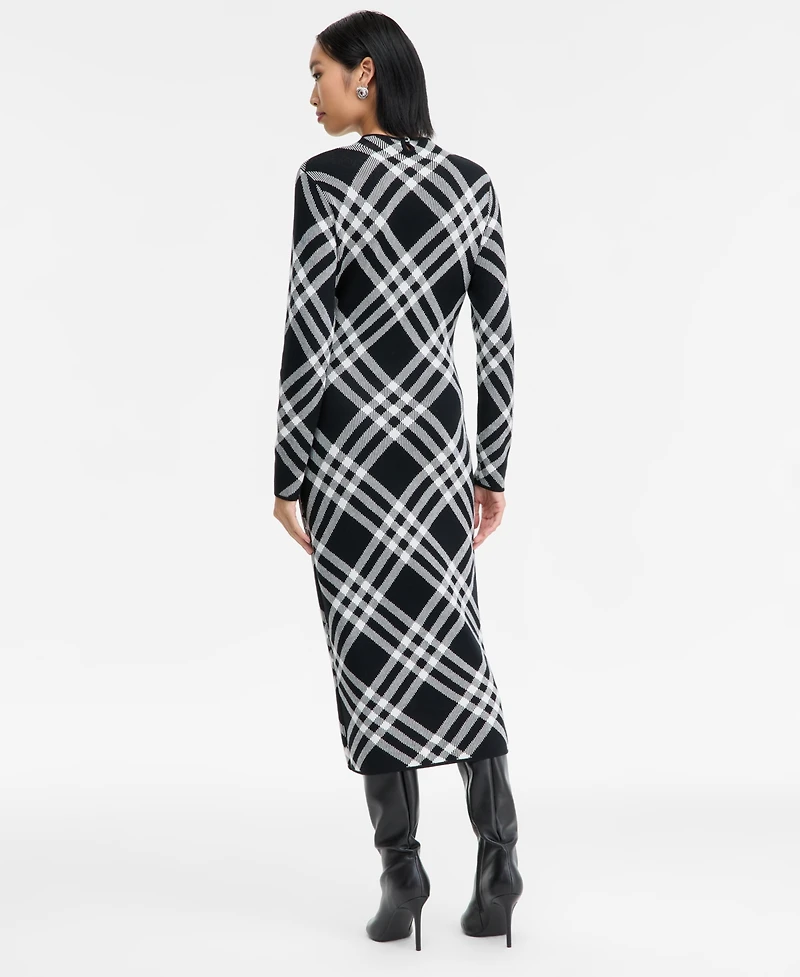 I.n.c. International Concepts Women's Plaid Knit Midi Dress, Macy's Exclusive