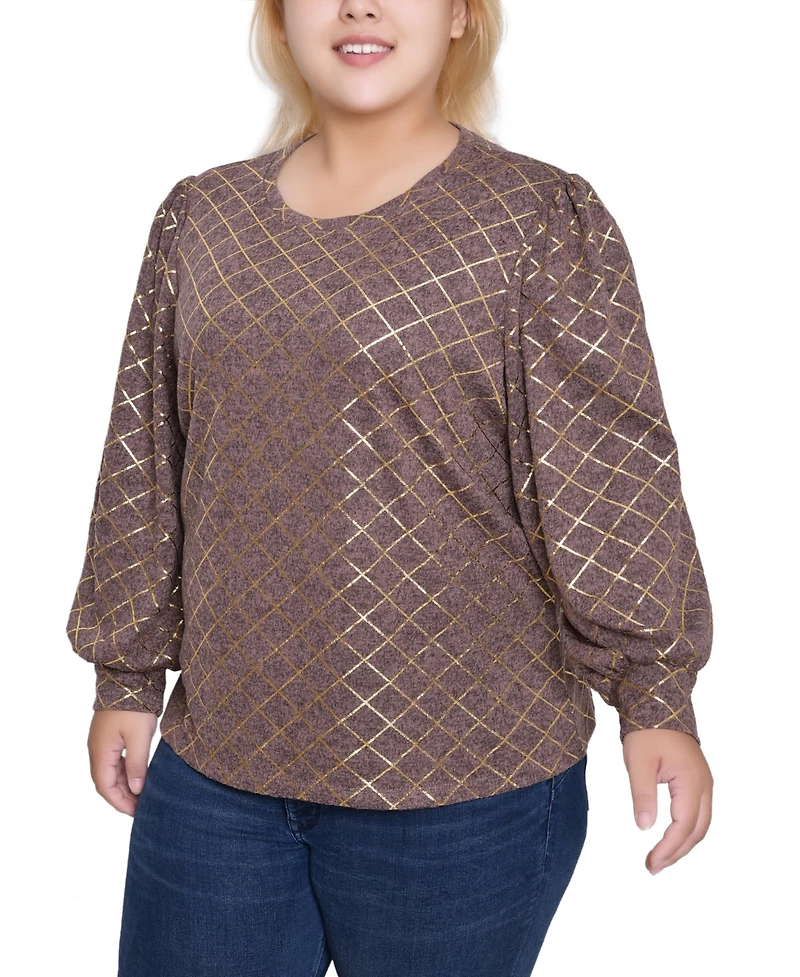 Ny Collection Plus Bishop Sleeve Pullover Top
